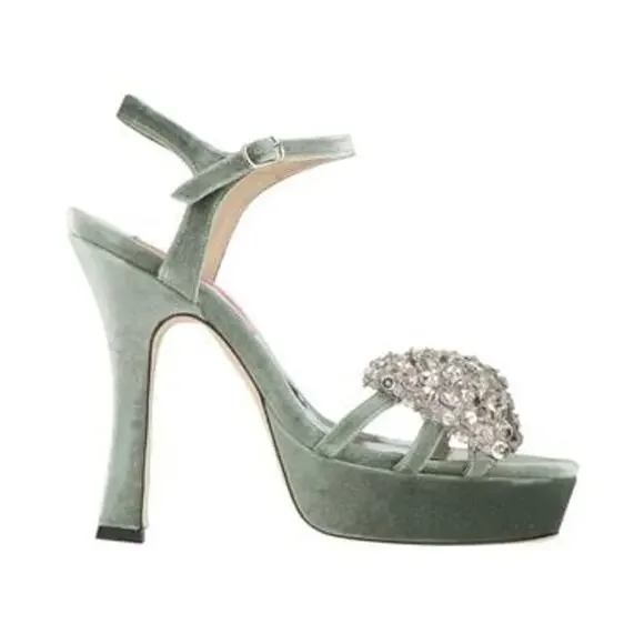 Custommade Arla Crystal Upper Heels Green Size 41 US 10.5 NWB